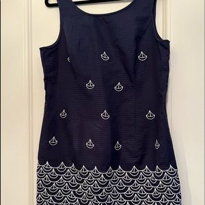 Lillly Pulitzer Clarita Navy Embroidered Pique Sailboat Dress